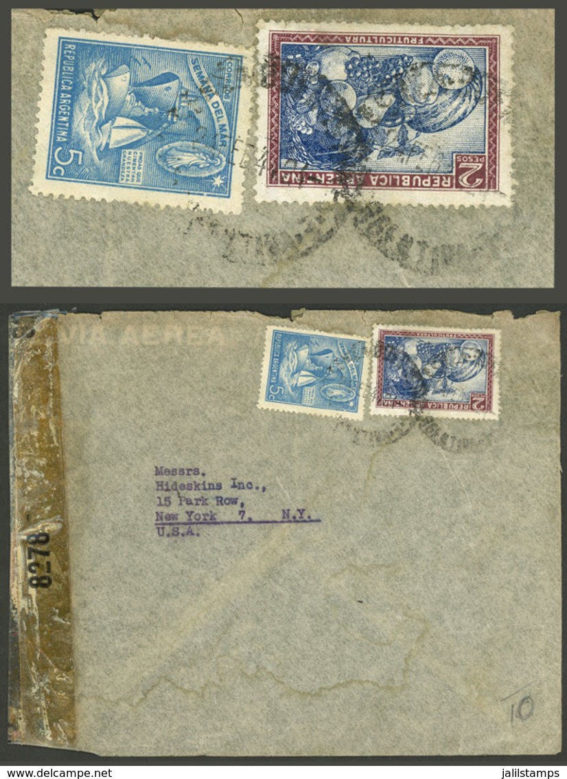 ARGENTINA: GJ.771, 2P. Fruit CHALKY Paper + Another Value, Franking A Cover Sent To USA, Minor Defects, Rare! - Usados