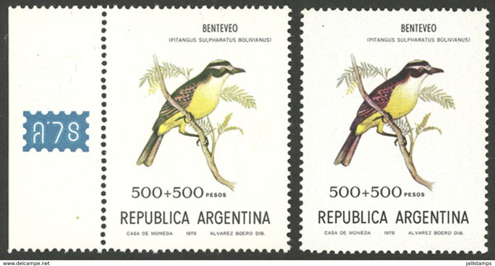 ARGENTINA: GJ.1823N, 1978 Benteveo Bird Printed On UV NEUTRAL UNSURFACED PAPER, With Sheet Margin, Excellent And Very Ra - Gebruikt