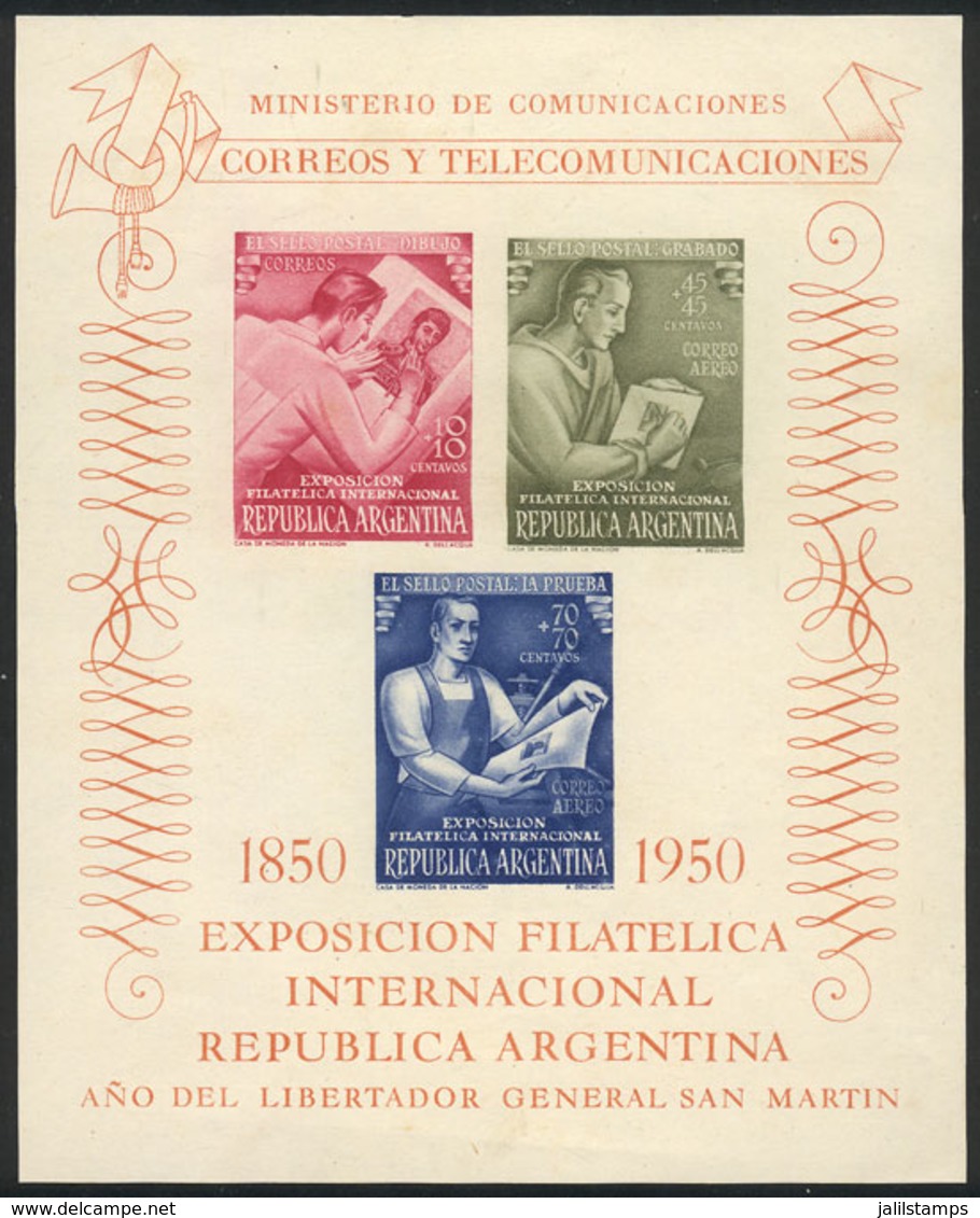 ARGENTINA: GJ.HB 14, 1950 EFIRA Exhibition (stamp Design), TRIAL COLOR PROOF On Opaque Paper, Unadopted Colors, VF, Rare - Otros & Sin Clasificación