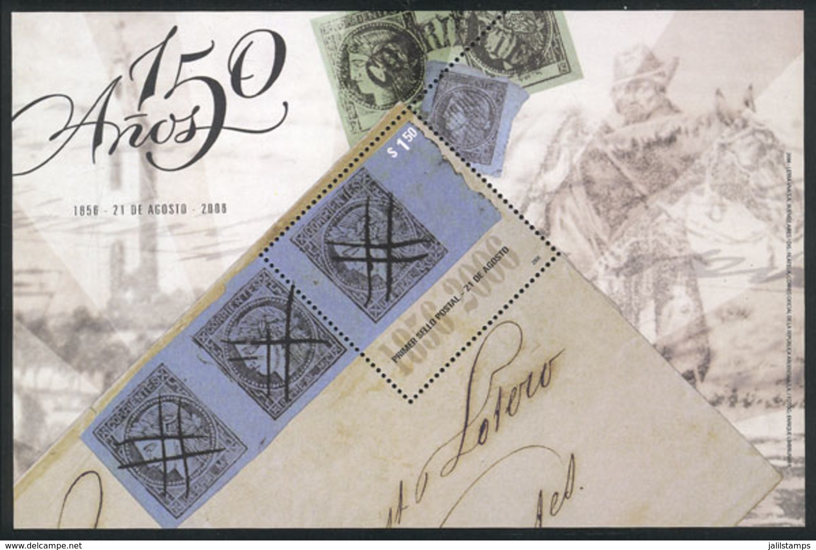 ARGENTINA: GJ.HB 175a, 2006 First Argentina Stamp 150th Anniversary, With Variety: SILVER COLOR OMITTED, MNH, Excellent  - Otros & Sin Clasificación