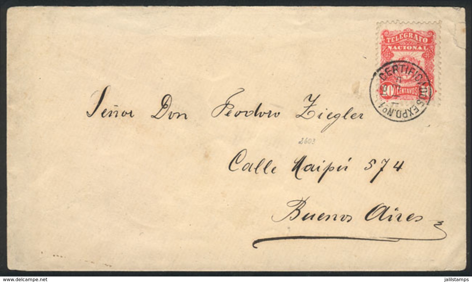 ARGENTINA: GJ.1, 10c. Red, Franking A Cover Used In Buenos Aires On 11/FE/1891, VF Quality! - Otros & Sin Clasificación