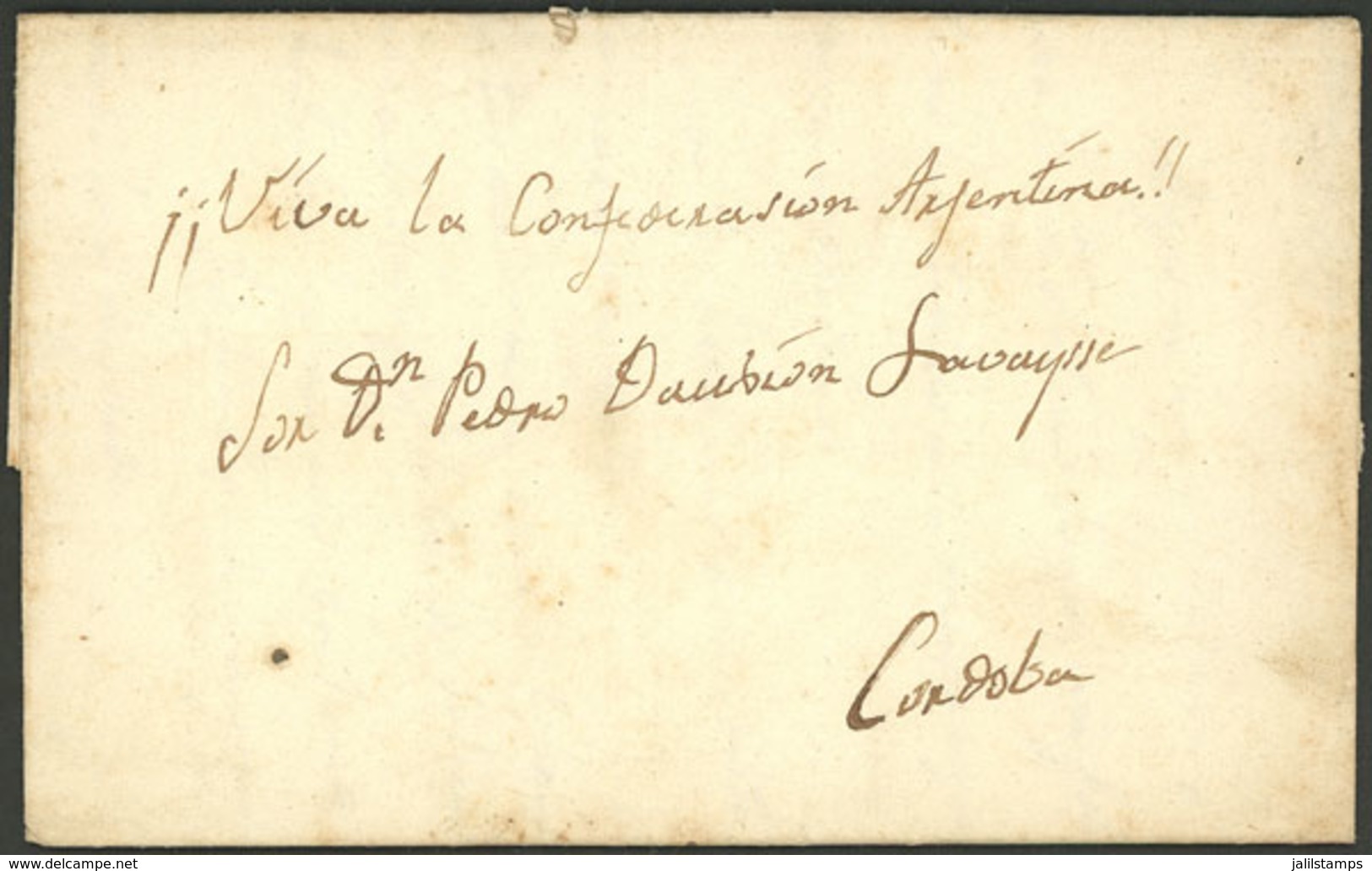 ARGENTINA: "Entire Letter Sent From Santiago Del Estero To Córdoba On 4/SE/1848, Carried By Relay Mail Without Postage,  - Préphilatélie