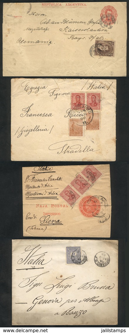 ARGENTINA: 11 Covers Or Postal Stationeries Posted Between 1886 And 1918, Varied And Interesting Postages, Some With Def - Préphilatélie