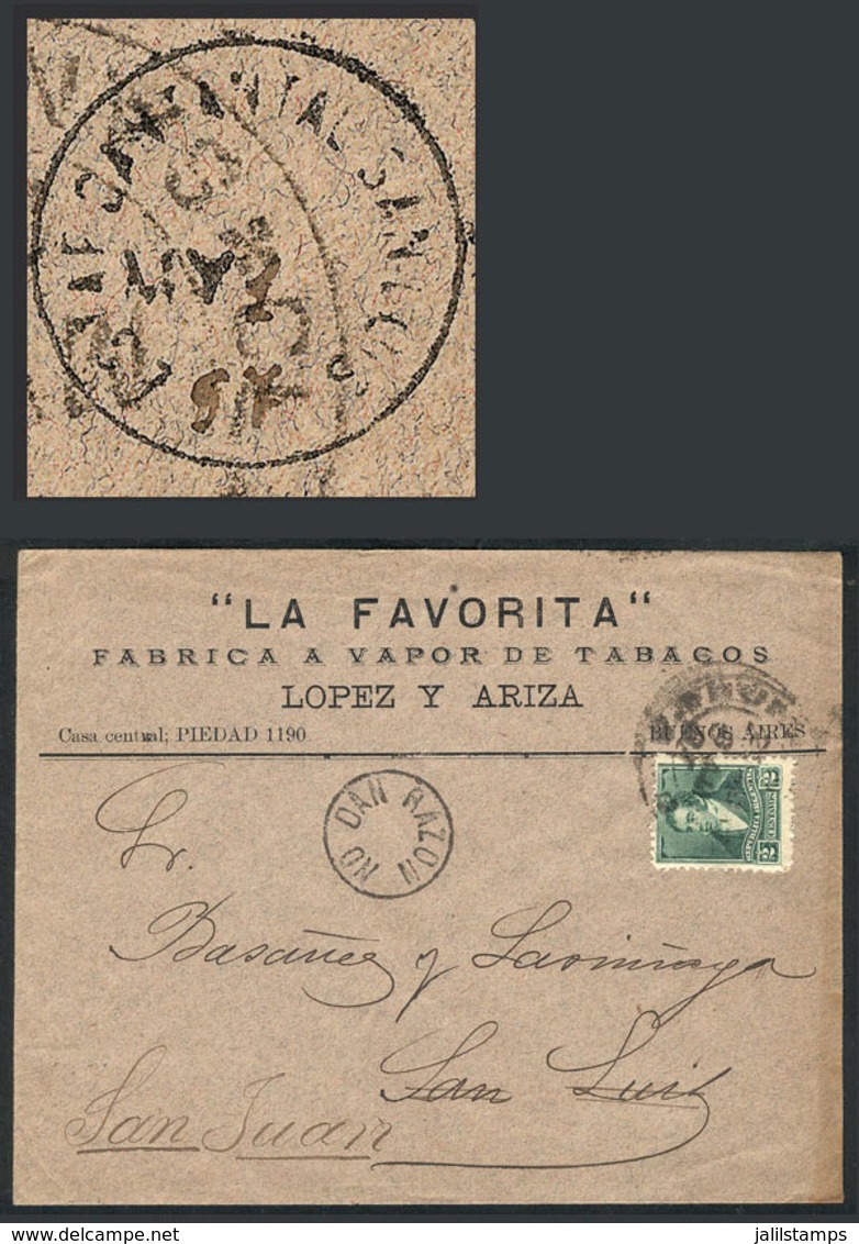 ARGENTINA: "Cover With Advertising Corner Card (TOBACCO Steam Factory, On Back: "Favoritos" CIGARETTES), Franked With 2c - Prefilatelia