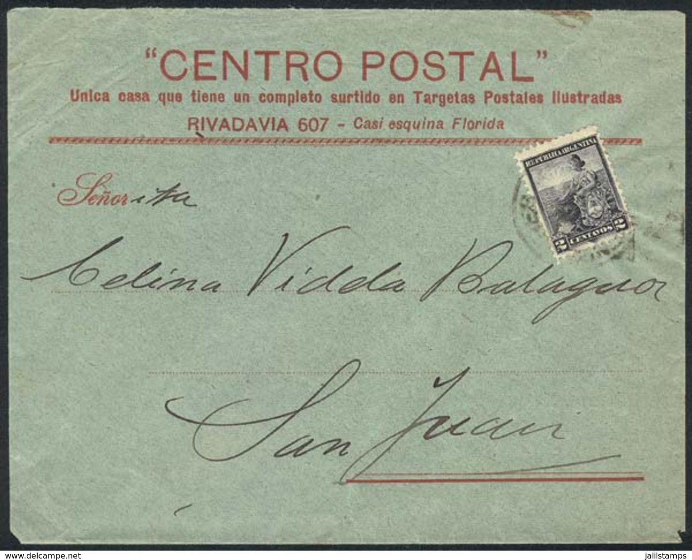 ARGENTINA: "Cover With Advertisement For "Centro Postal, Only Shop With A Complete Range Of Illustrated Postcards", Fran - Prefilatelia