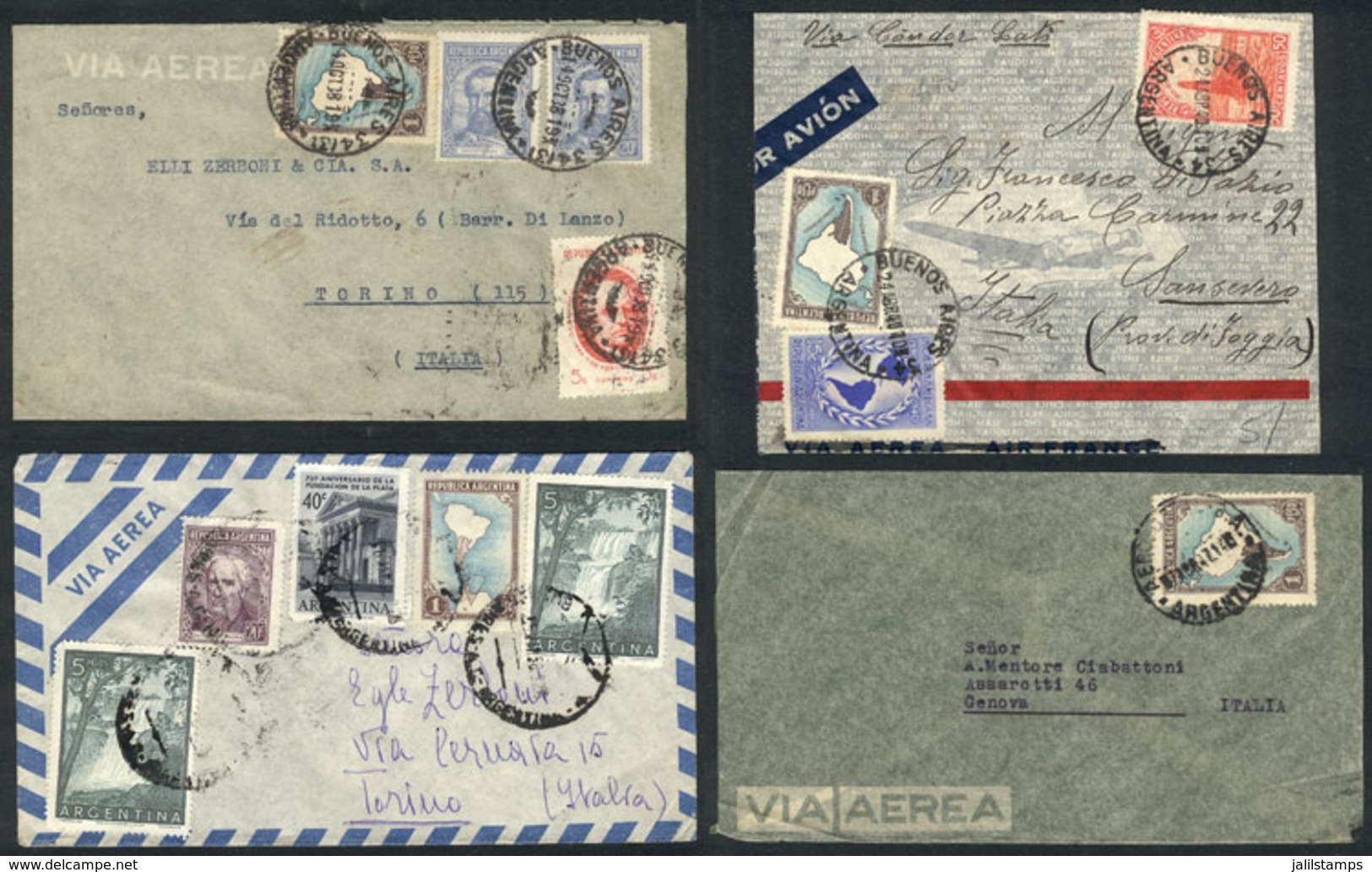 ARGENTINA: 24 Covers Posted Between 1936 And 1958 (most To Italy And Switzerland) Franked With Stamps Of The Proceres &  - Prefilatelia