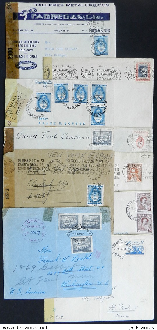 ARGENTINA: 10 Covers Sent To USA Between 1943 And 1945, All CENSORED, Interesting! - Prefilatelia