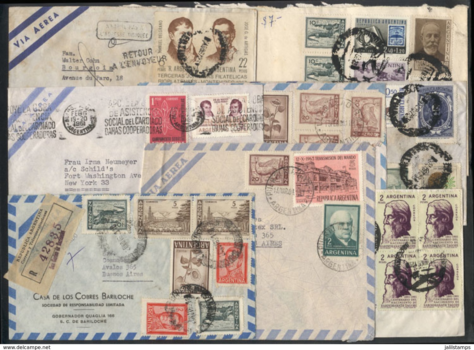 ARGENTINA: 8 Covers Used In 1960s, There Is A Wide Range Of Rates And Postage Combinations, Destinations, Etc., Very Int - Prefilatelia