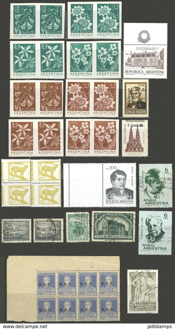 ARGENTINA: VARIETIES: Small Lot Of Perforation, Impression Or Overprint Varieties, Some Very Nice, Also A Few Trial Colo - Otros & Sin Clasificación