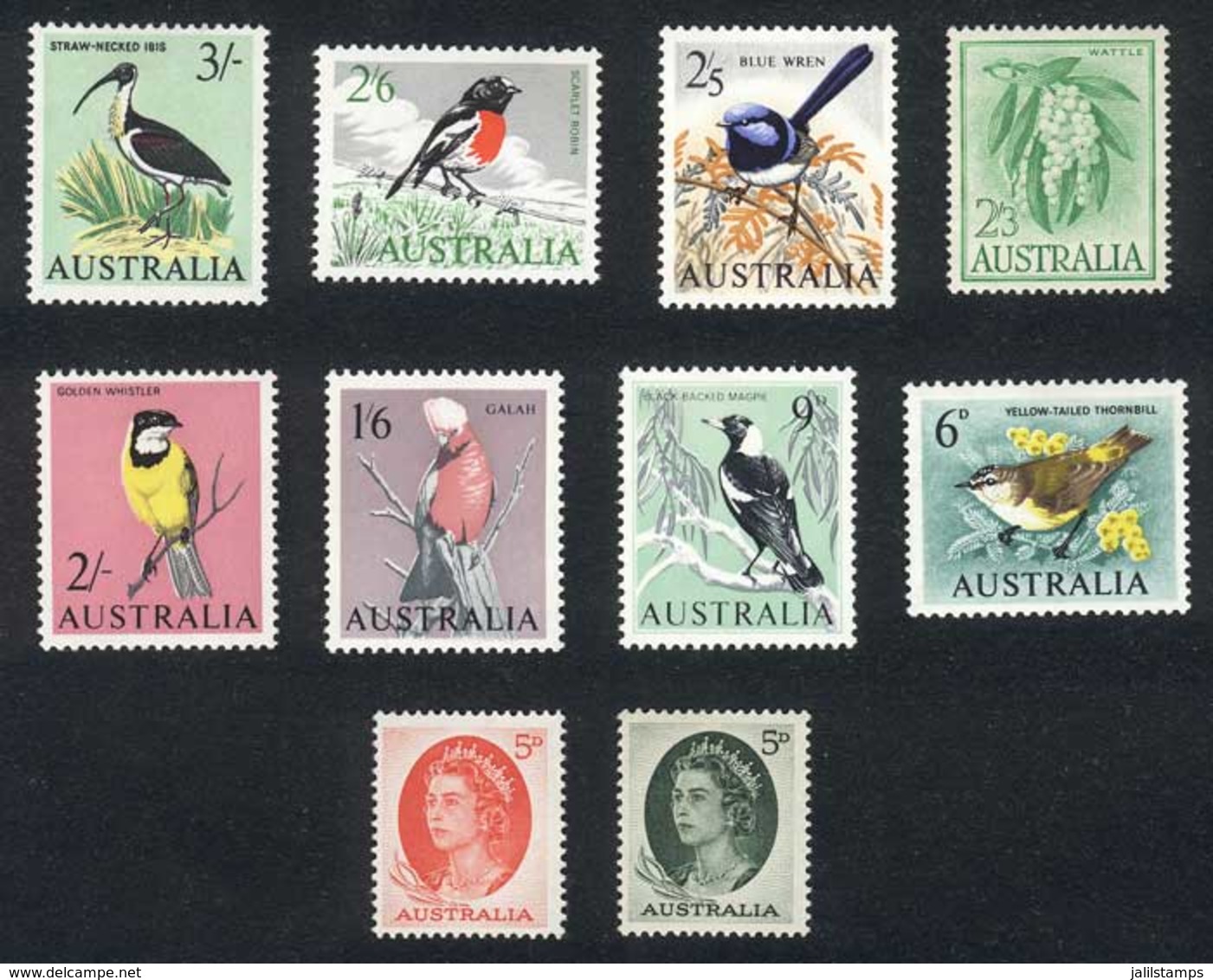 AUSTRALIA: Yvert 290/8, Birds And Flowers, Complete Set Of 10 Values, Excellent Quality! - Otros & Sin Clasificación