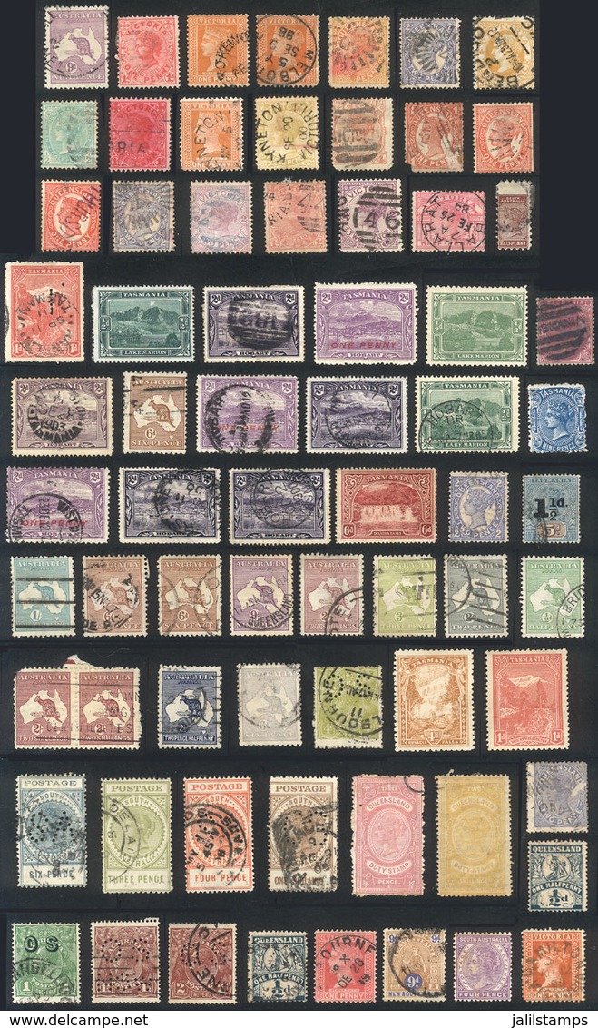 AUSTRALIA: "Interesting Lot Of Old Stamps, Most Of Fine Quality, Some With "SA" Or "OS" Perfins, Interesting!" - Colecciones