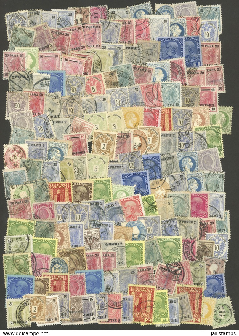 AUSTRIA - LEVANT: Envelope With Lot Of Many Old Stamps, Very Interesting For The Specialist, Fine To VF General Quality, - Andere & Zonder Classificatie