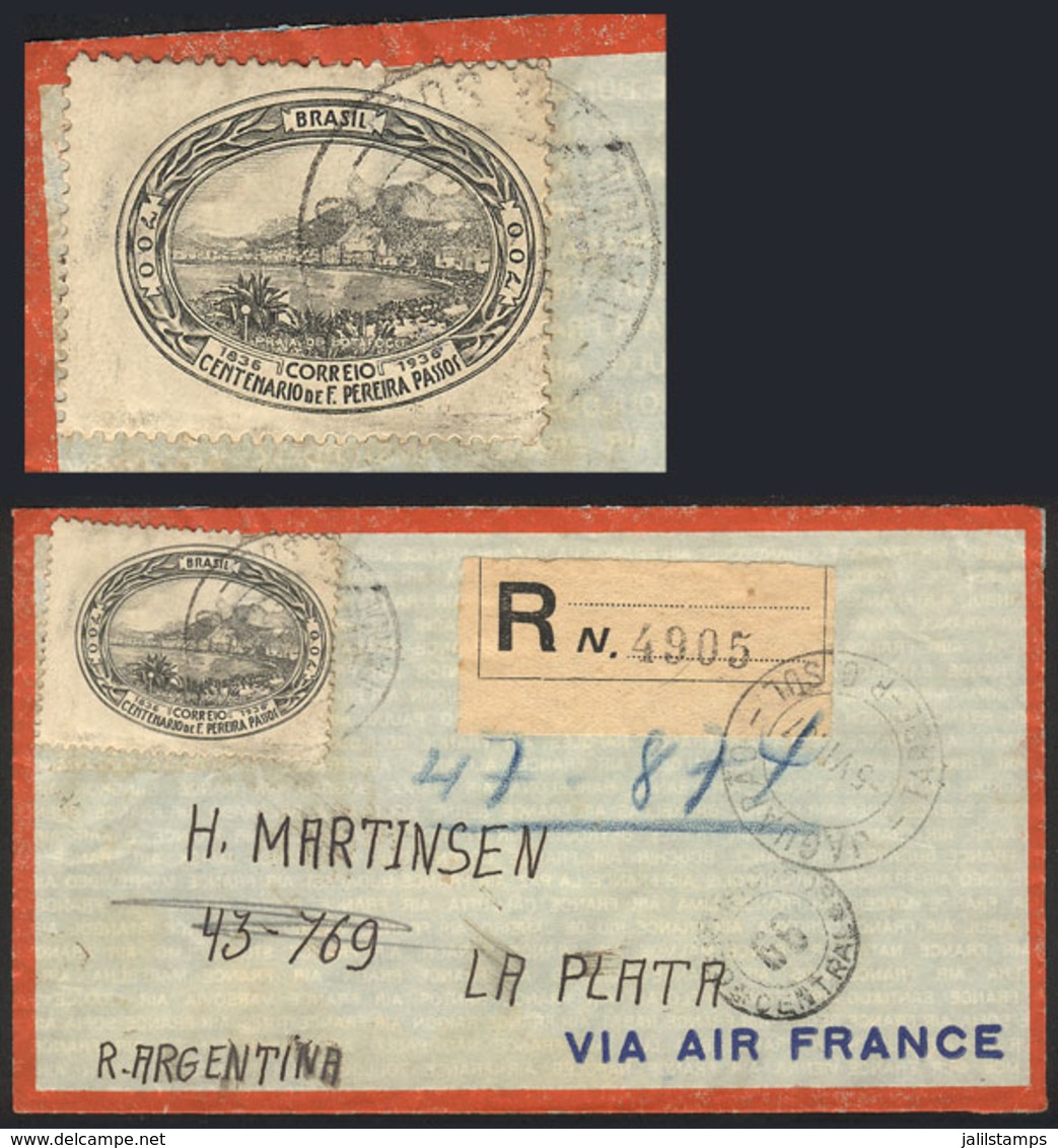BRAZIL: 5/JUL/1937 Jaguarao - La Plata (Argentina), Registered Airmail Cover Franked By RHM.C-114 ALONE, Very Fine Quali - Tarjetas – Máxima