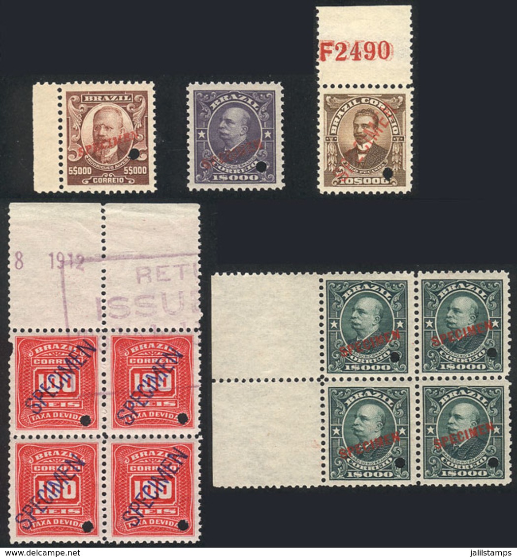 BRAZIL: SPECIMENS: Lot Of Stamps With SPECIMEN Overprint And Punch Hole, MNH, Excellent Quality! - Andere & Zonder Classificatie