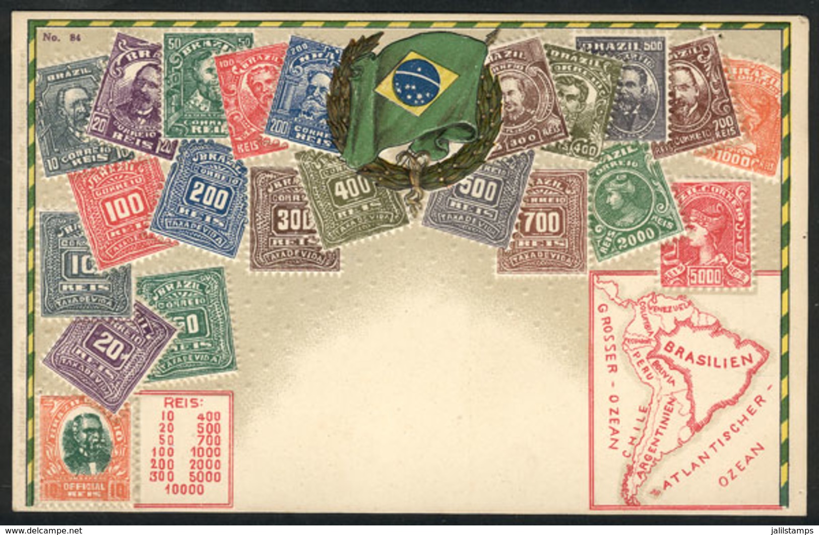 BRAZIL: Stamps Of Brazil And Map, Embossed, VF Quality - Otros & Sin Clasificación