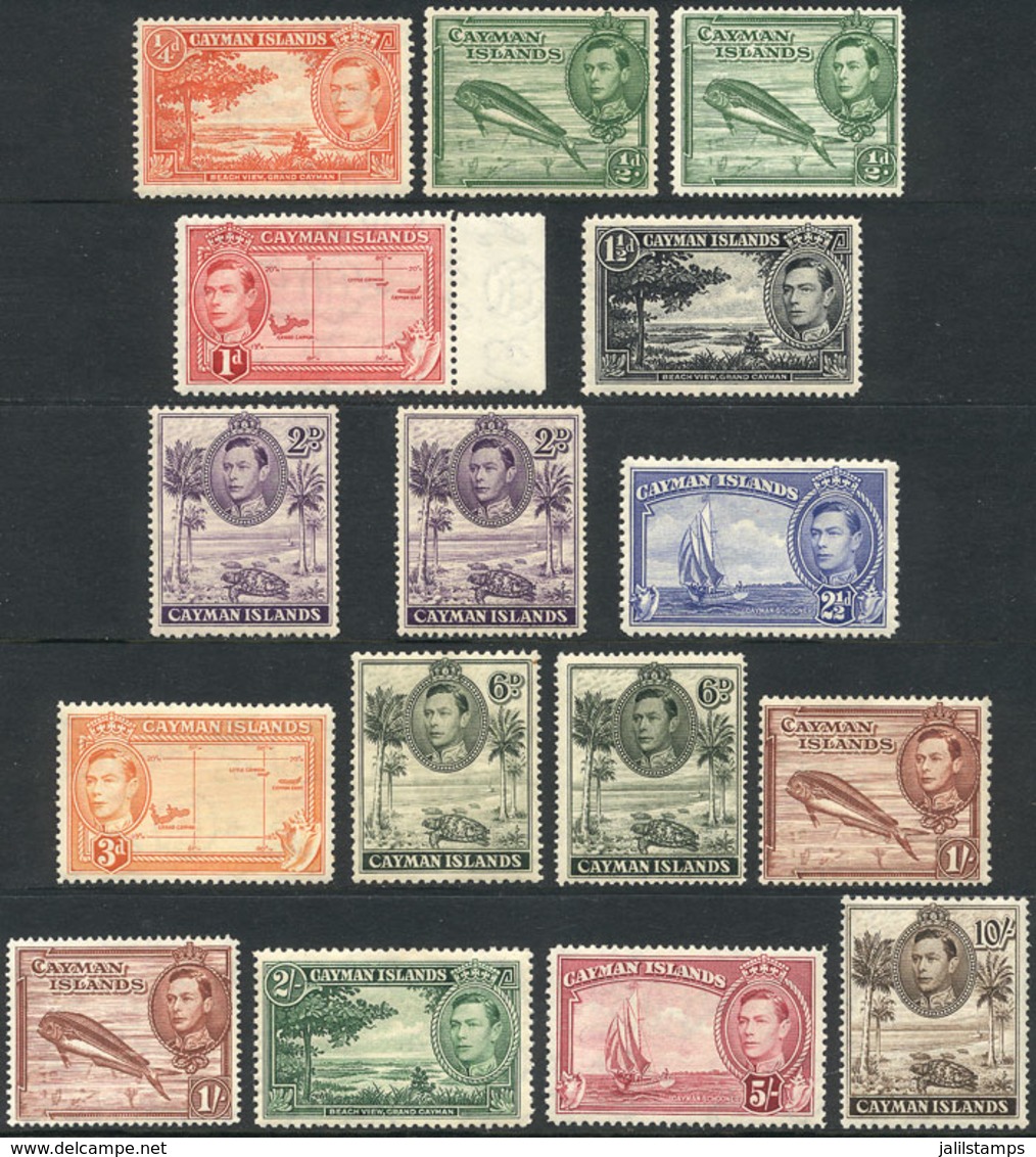 CAYMAN ISLANDS: Sc.100/111 + 101a + 104a + 107a + 108a, 1938/43 Fish, Animals, Ships, Maps And Other Topics, Compl. Set  - Caimán (Islas)