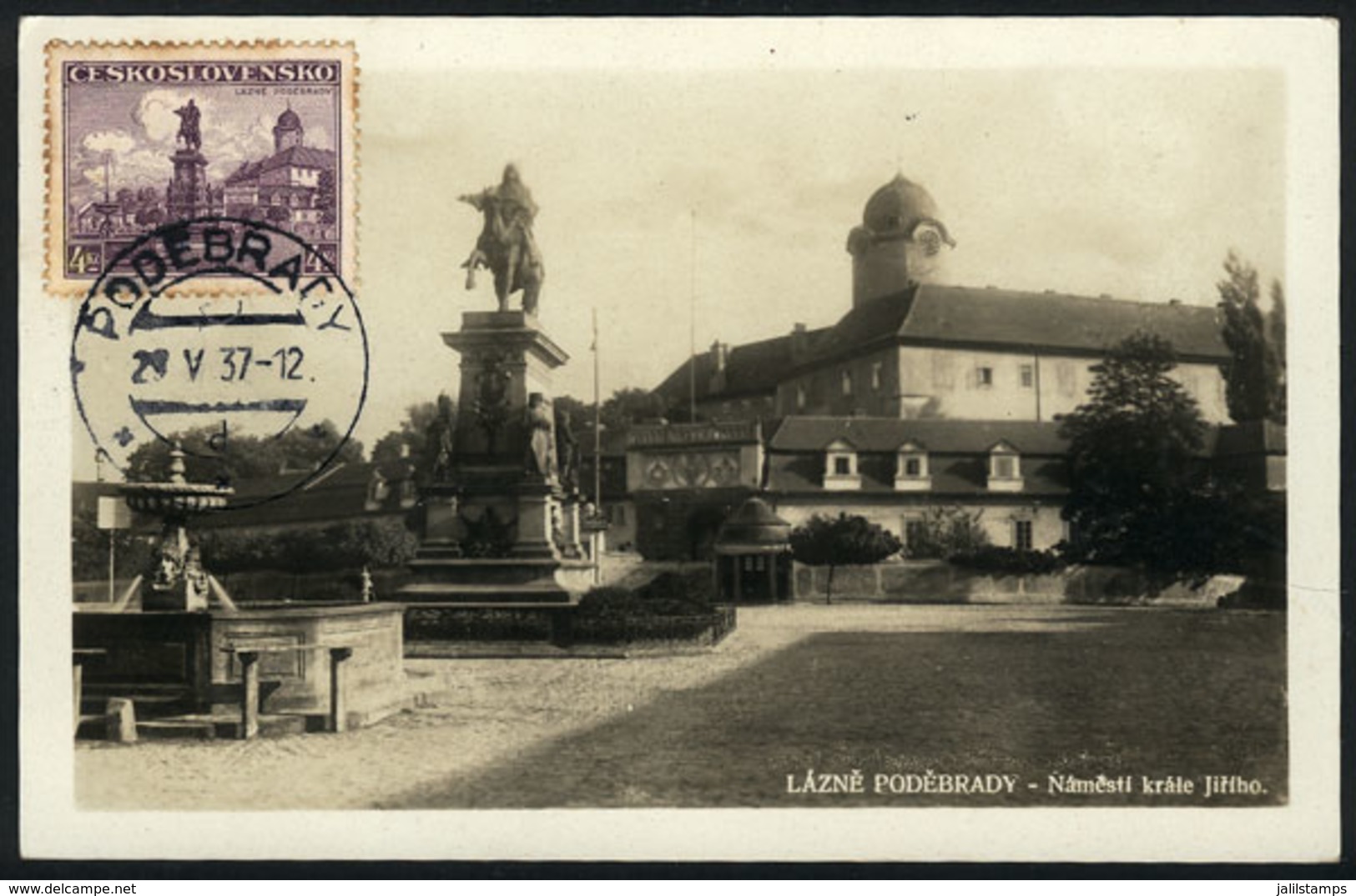 CZECHOSLOVAKIA: PODEBRADY: King George Square, Maximum Card Of 29/MAY/1937, VF - Otros & Sin Clasificación