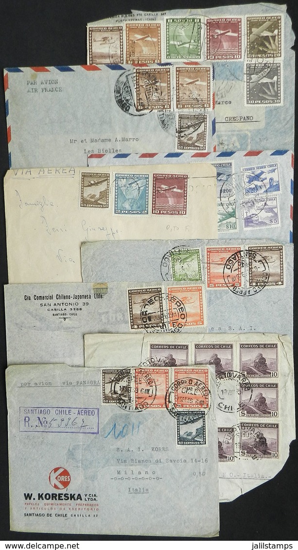 CHILE: 8 Covers Posted Between 1939 And 1959, Nice Postages, Several With Defects, Low Start! - Chile