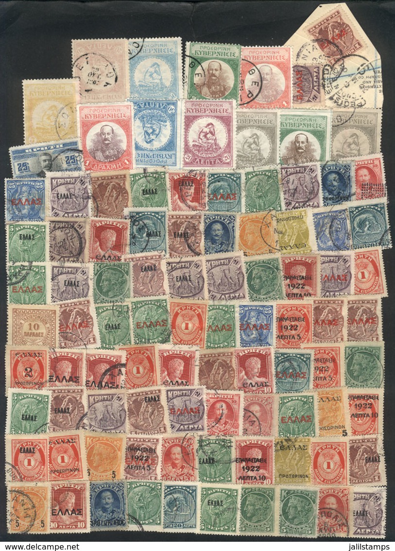CRETE: Envelope With Interesting Lot Of Stamps Of Varied Periods, Used Or Mint (they Can Be Without Gum), Some With Defe - Crète