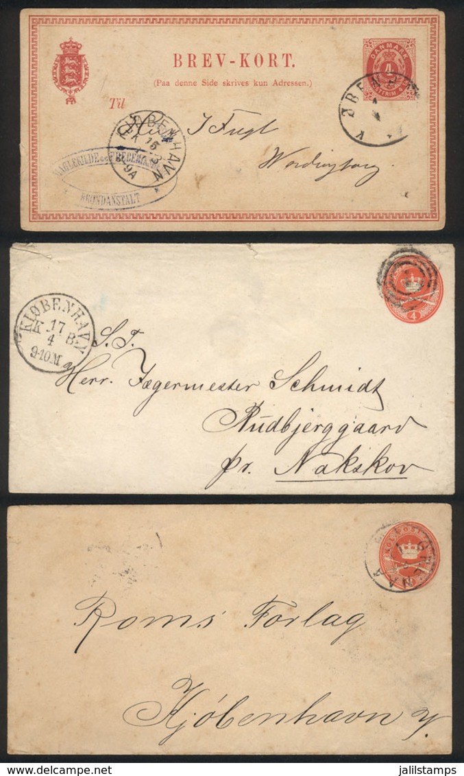 DENMARK: 3 Old Used Postal Stationeries, Fine Quality! - Interi Postali