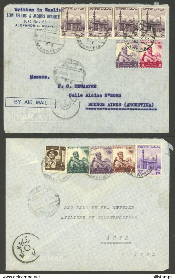 EGYPT: 2 Airmail Covers Sent To Argentina In 1950s, Very Nice! - Storia Postale