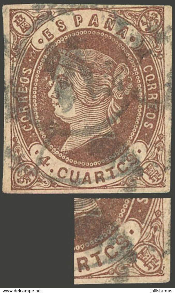 SPAIN: "Sc.56, 1862 4c. Brown On Rose, With "CUARTCS" Variety, VF And Interesting!" - Neufs