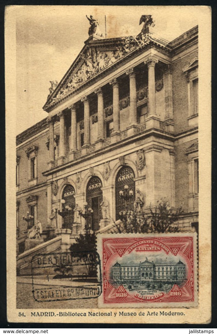 SPAIN: MADRID: National Library And Museum Of Modern Art, Maximum Card Of 1/DE/1916, VF Quality - Autres & Non Classés