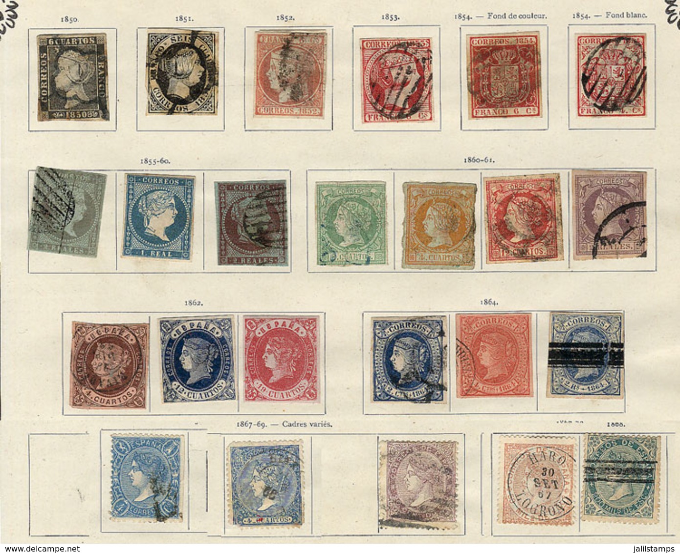 SPAIN: Old Collection On Album Pages, Used Or Mint Stamps, Fine General Quality (some May Have Defects), Good Opportunit - Colecciones
