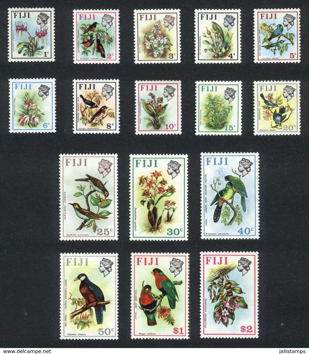 FIJI: Yvert 283/98, Flowers And Birds, Complete Set Of 16 Values, Excellent Quality! - Fiji (1970-...)