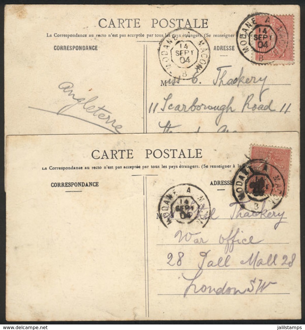 FRANCE: "2 PCs Sent From Modane To London, With Attractive Cancel "MODANE A MACON - B - 14/SEP/04", Very Nice!" - Autres & Non Classés