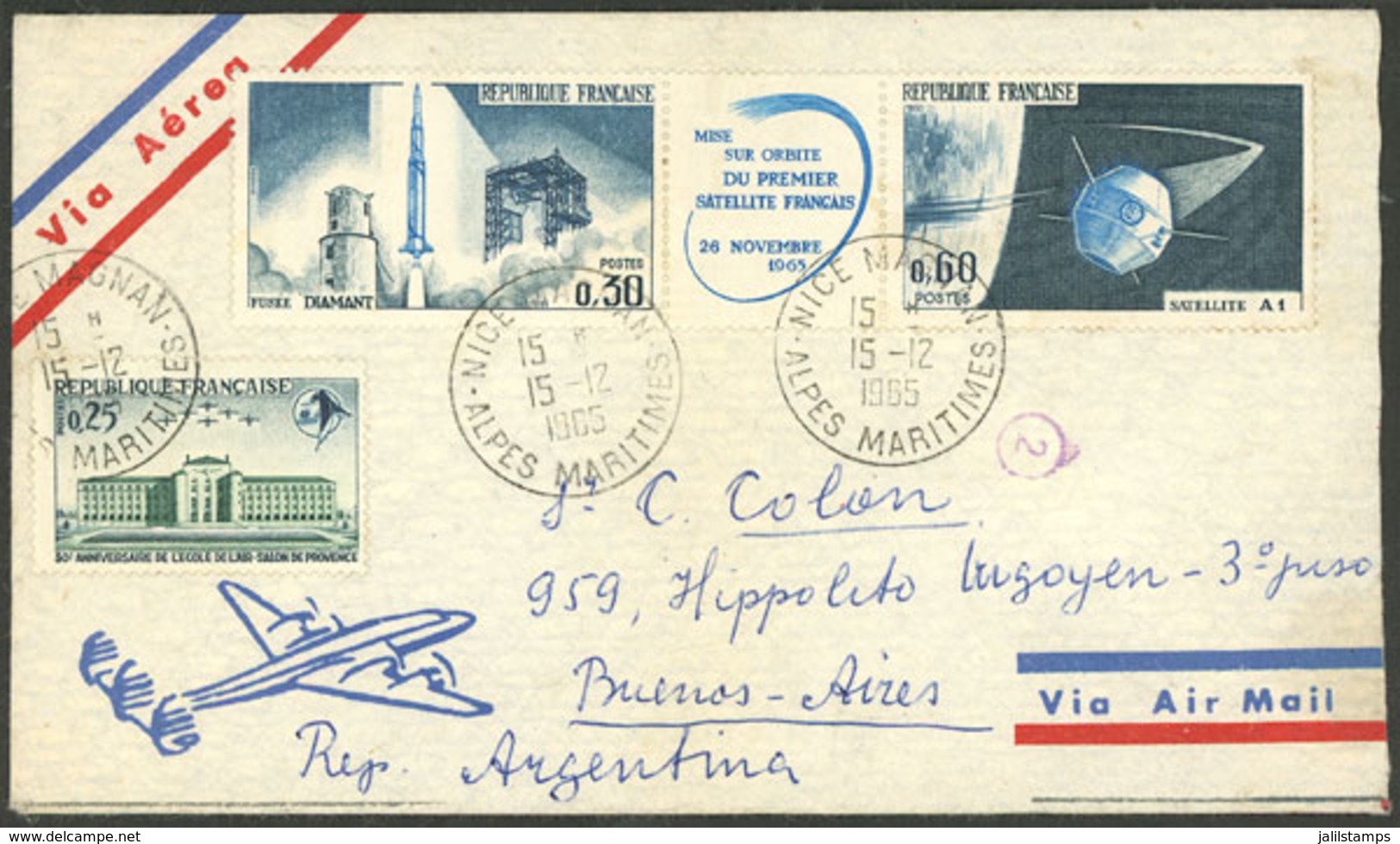 FRANCE: Airmail Cover Sent To Argentina On 15/DE/1965 With Very Nice Franking! - Autres & Non Classés