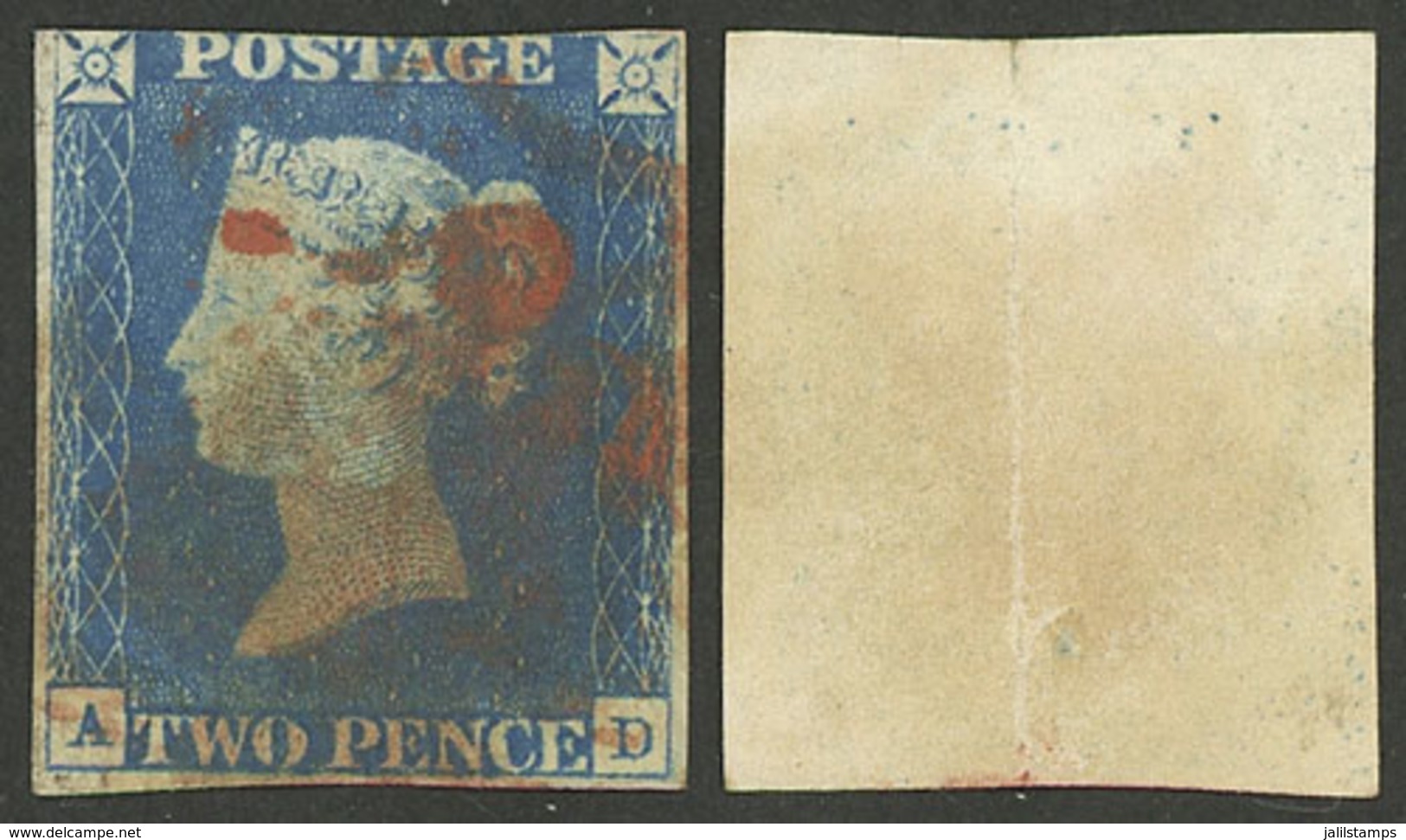 GREAT BRITAIN: Sc.2, 1840 2p. Blue, Handsome Used Copy, Minor Faults, Very Collectible, Catalog Value US$700 - Andere & Zonder Classificatie