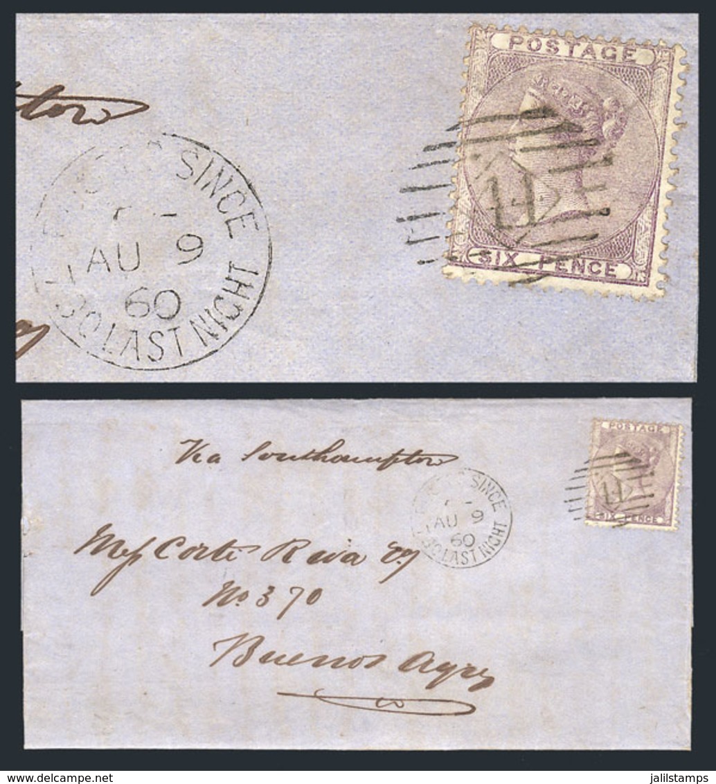 GREAT BRITAIN: "9/AU/1869 LONDON - Buenos Aires: Folded Cover Franked By Sc.27 With Interesting "POSTED SINCE - 7 30 LAS - ...-1840 Precursores