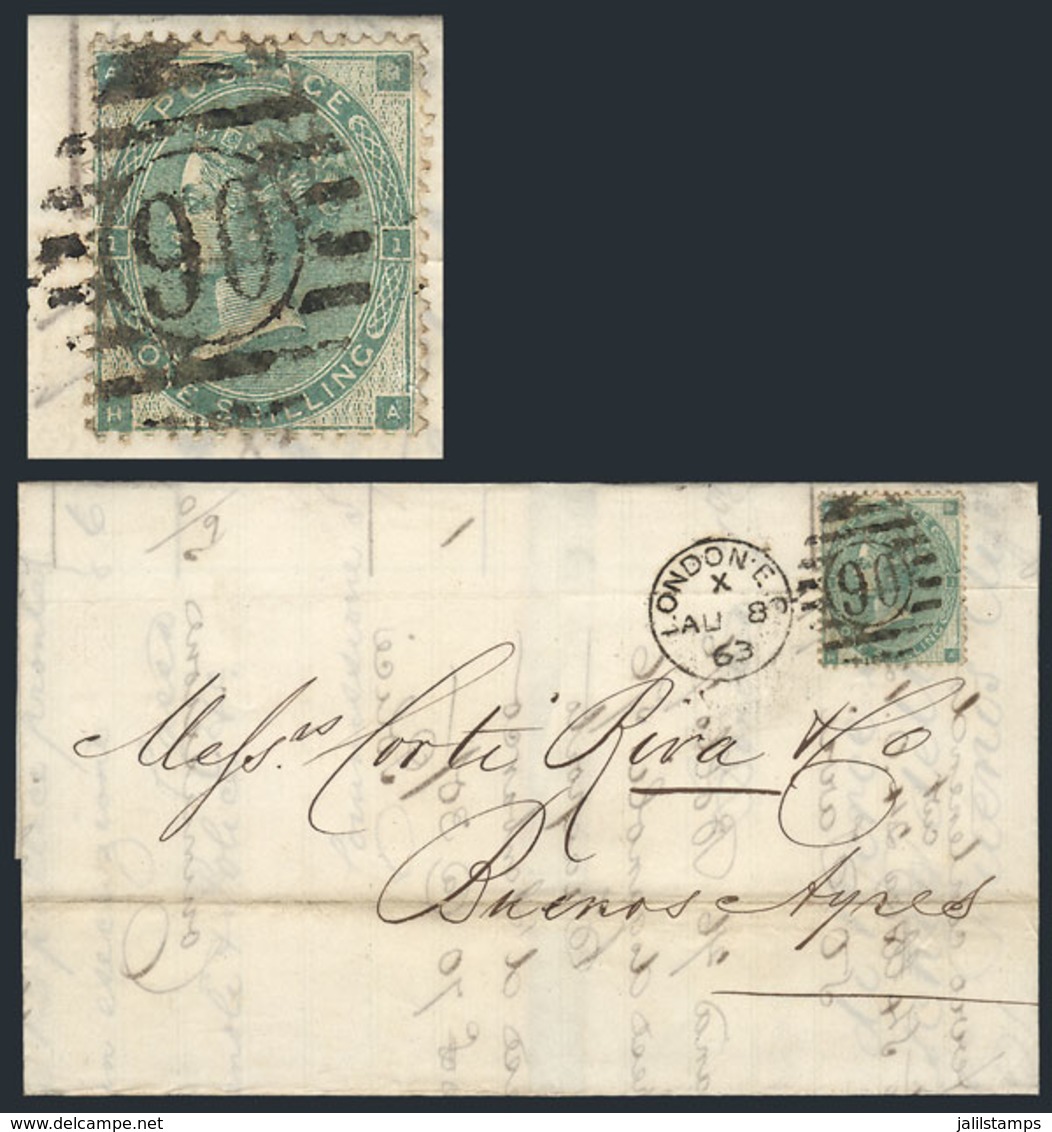 GREAT BRITAIN: 7/JUL/1863 LONDON - Buenos Aires: Entire Letter Franked By Sc.42a Plate 1, Duplex Cancel, With Crease Aff - ...-1840 Precursores