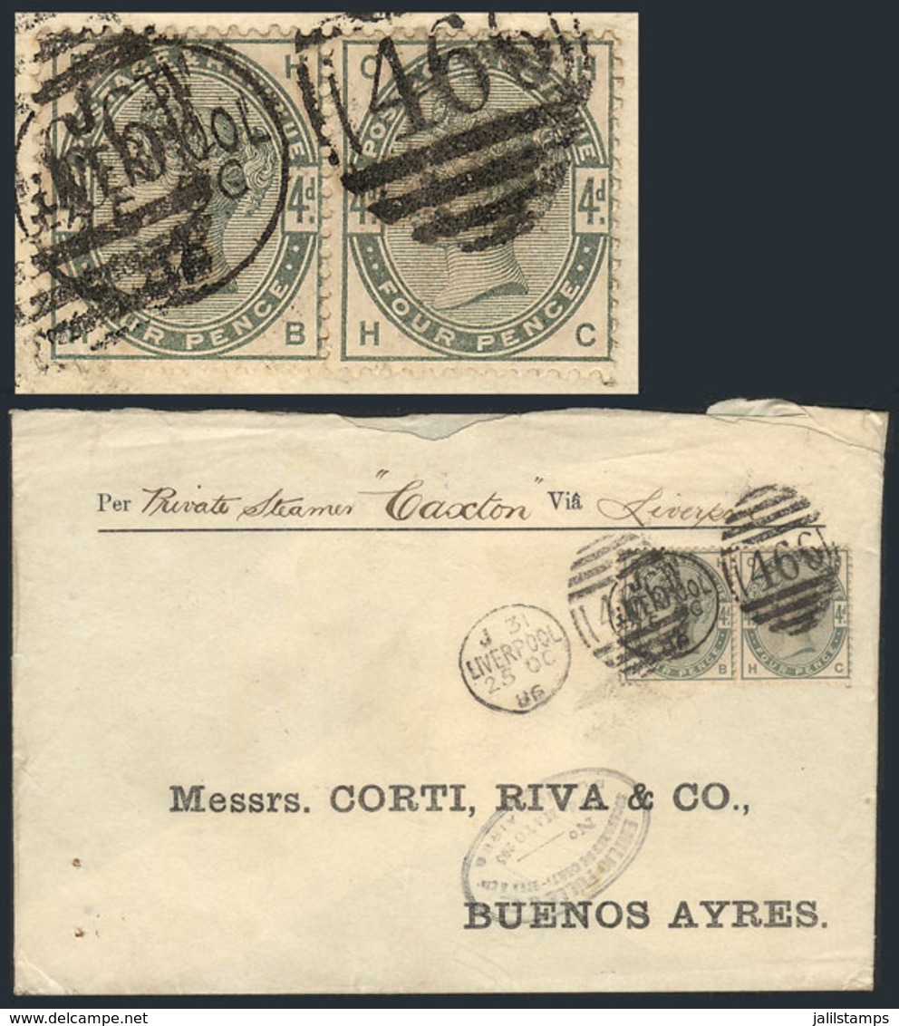 GREAT BRITAIN: 25/OCT/1886 LIVERPOOL - Buenos Aires: Cover Franked By Pair Sc.103, Duplex Cancel And Buenos Aires Arriva - ...-1840 Precursores