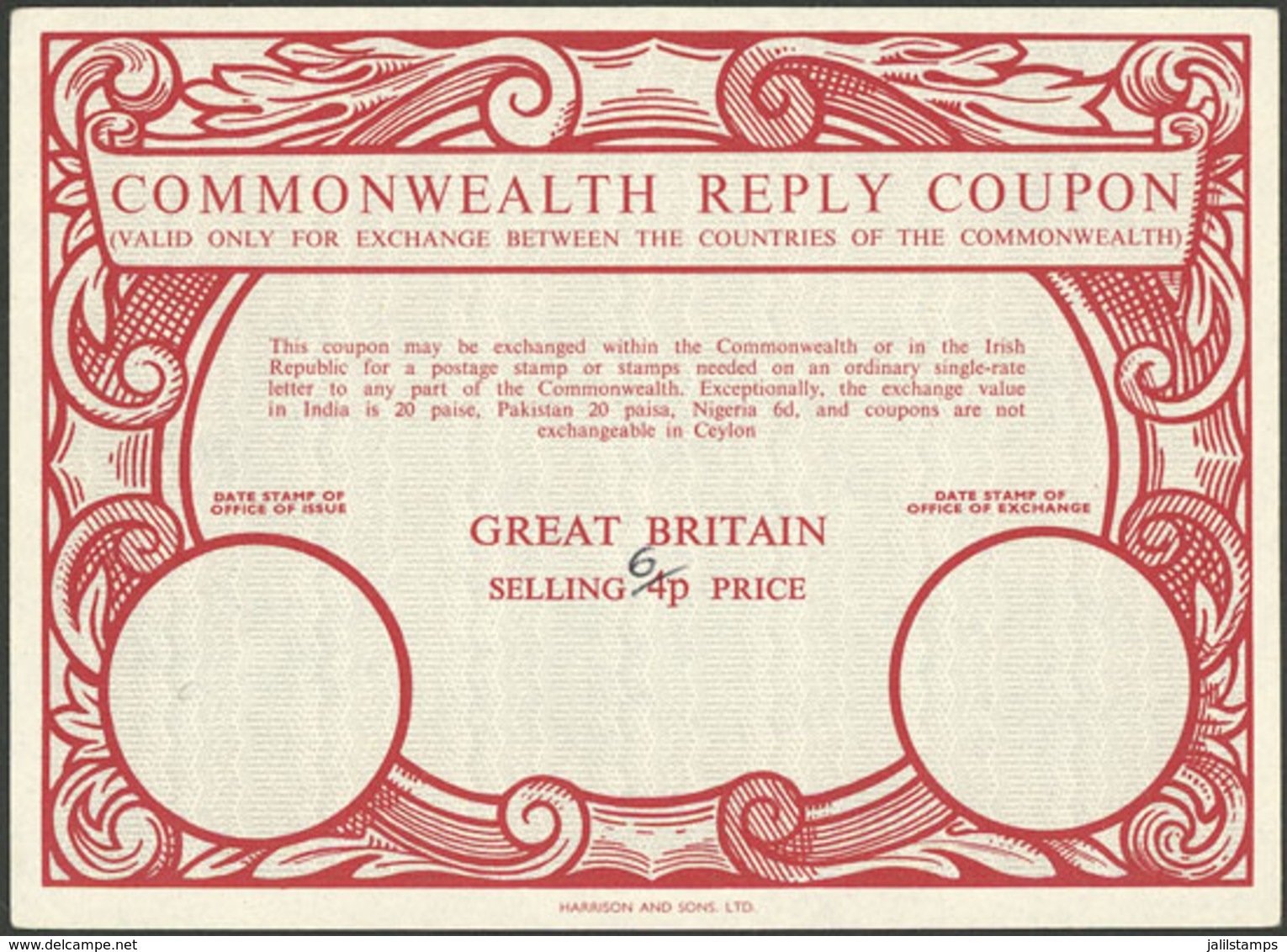 GREAT BRITAIN: Interesting Reply Coupon For Countries Of The Commonwealth, With Surcharged Value, VF Quality! - Otros & Sin Clasificación