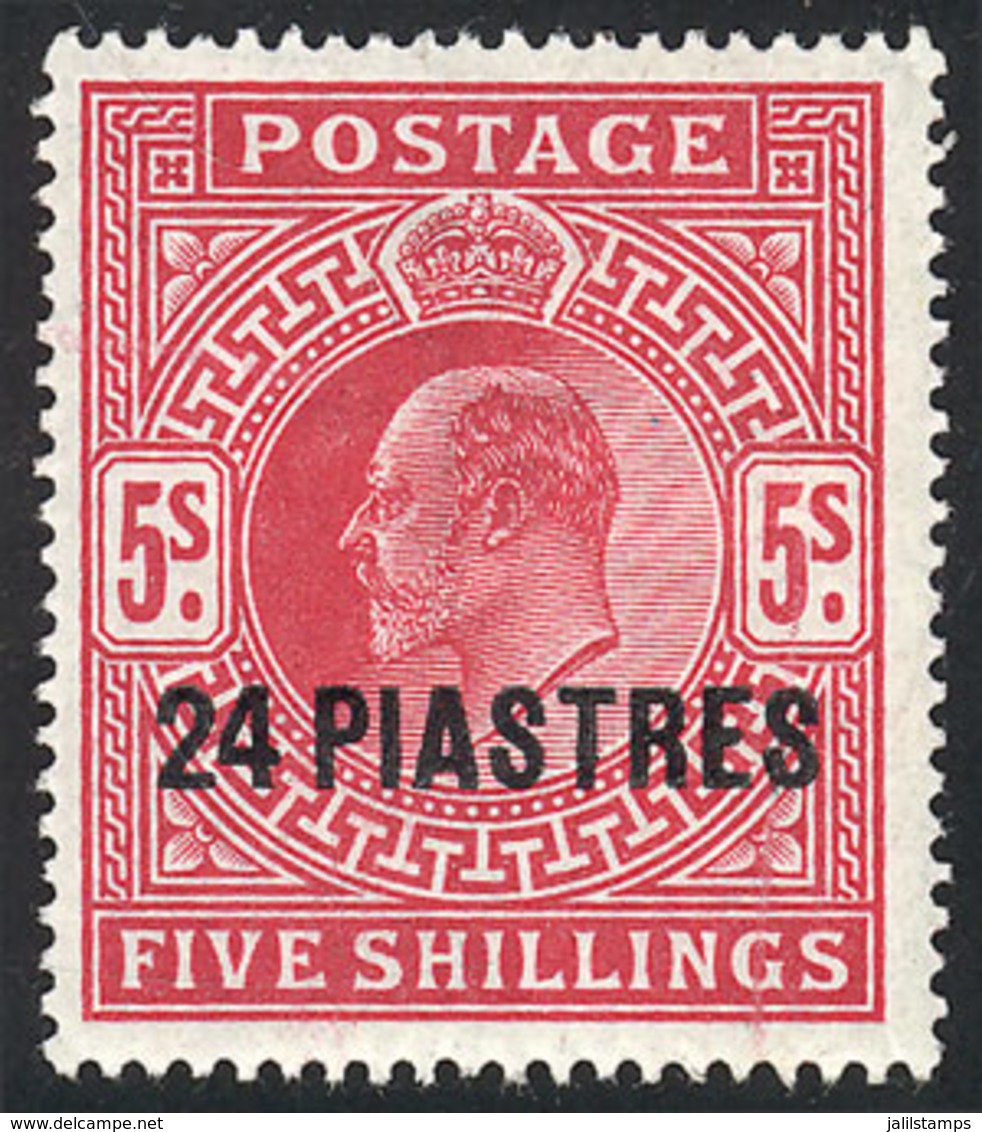 GREAT BRITAIN - LEVANT: Sc.12, 24Pi. On 5S., Mint Lightly Hinged, VF Quality! - Otros & Sin Clasificación