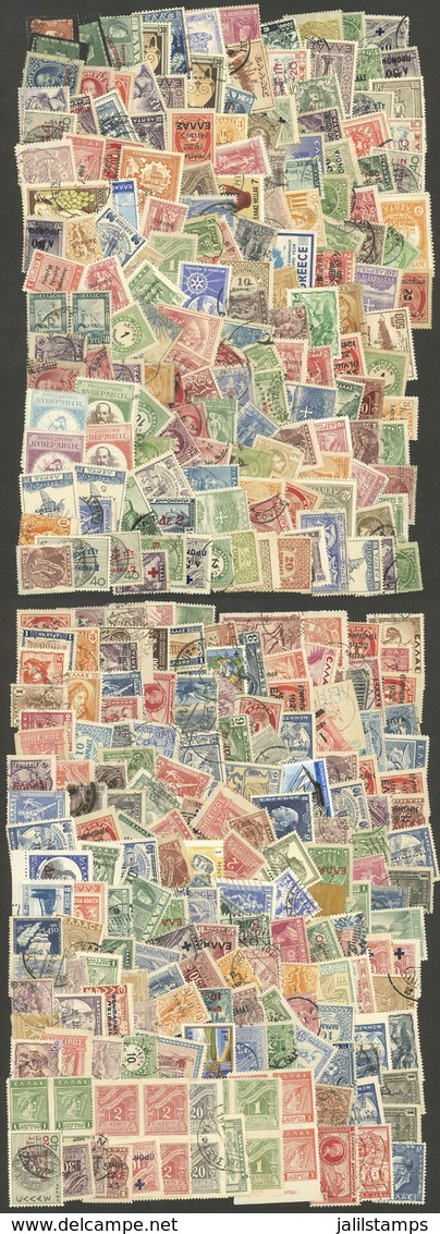 GREECE: Envelope With Interesting Lot Of SEVERAL HUNDREDS Stamps Of Varied Periods, Used Or Mint (they Can Be Without Gu - Lotes & Colecciones