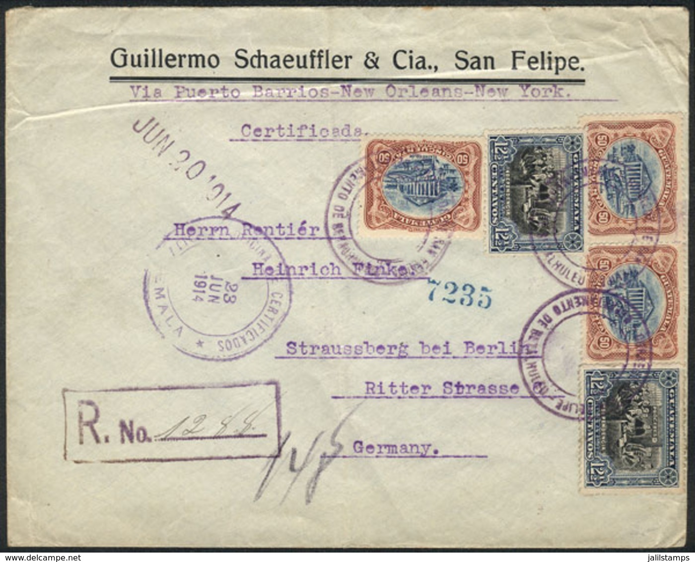 GUATEMALA: Registered Cover Sent To Germany On 23/JUN/1914, VF Quality! - Guatemala