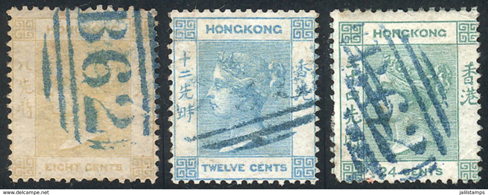 HONG KONG: Sc.2 + 3 + 5, 1862 8c., 12c. And 24c., Used, Very Fine Quality! - Andere & Zonder Classificatie