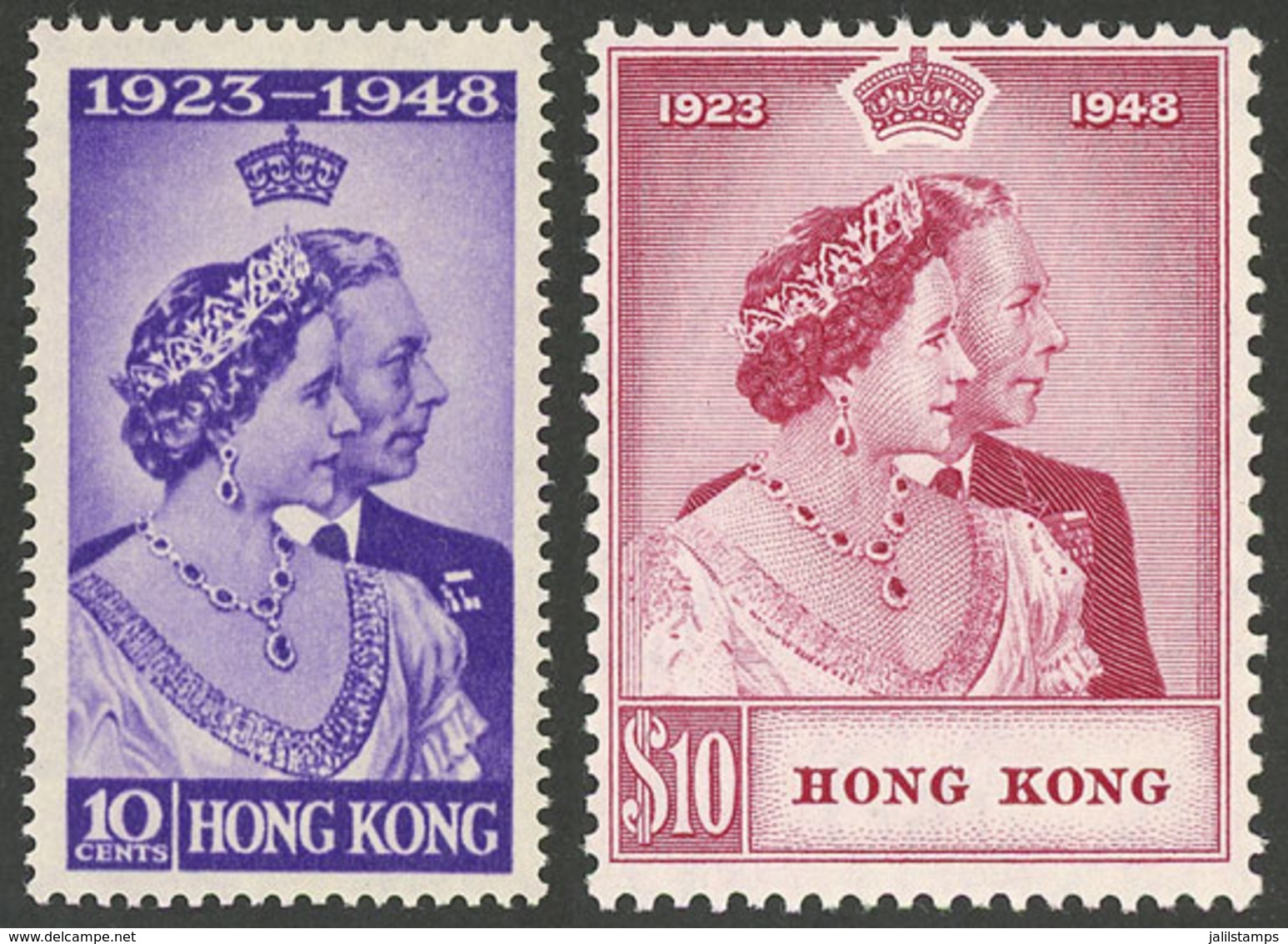 HONG KONG: Sc.178/179, 1948 Royal Silver Wedding, Cmpl. Set Of 2 Values, Mint Very Lightly Hinged, VF Quality! - Otros & Sin Clasificación