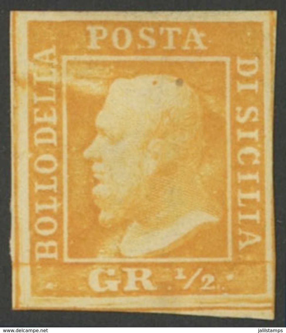 ITALY: Sc.10g, 1859 ½G. Orange (Palermo Printing), Mint, Very Fresh And Attractive! - Sicilië