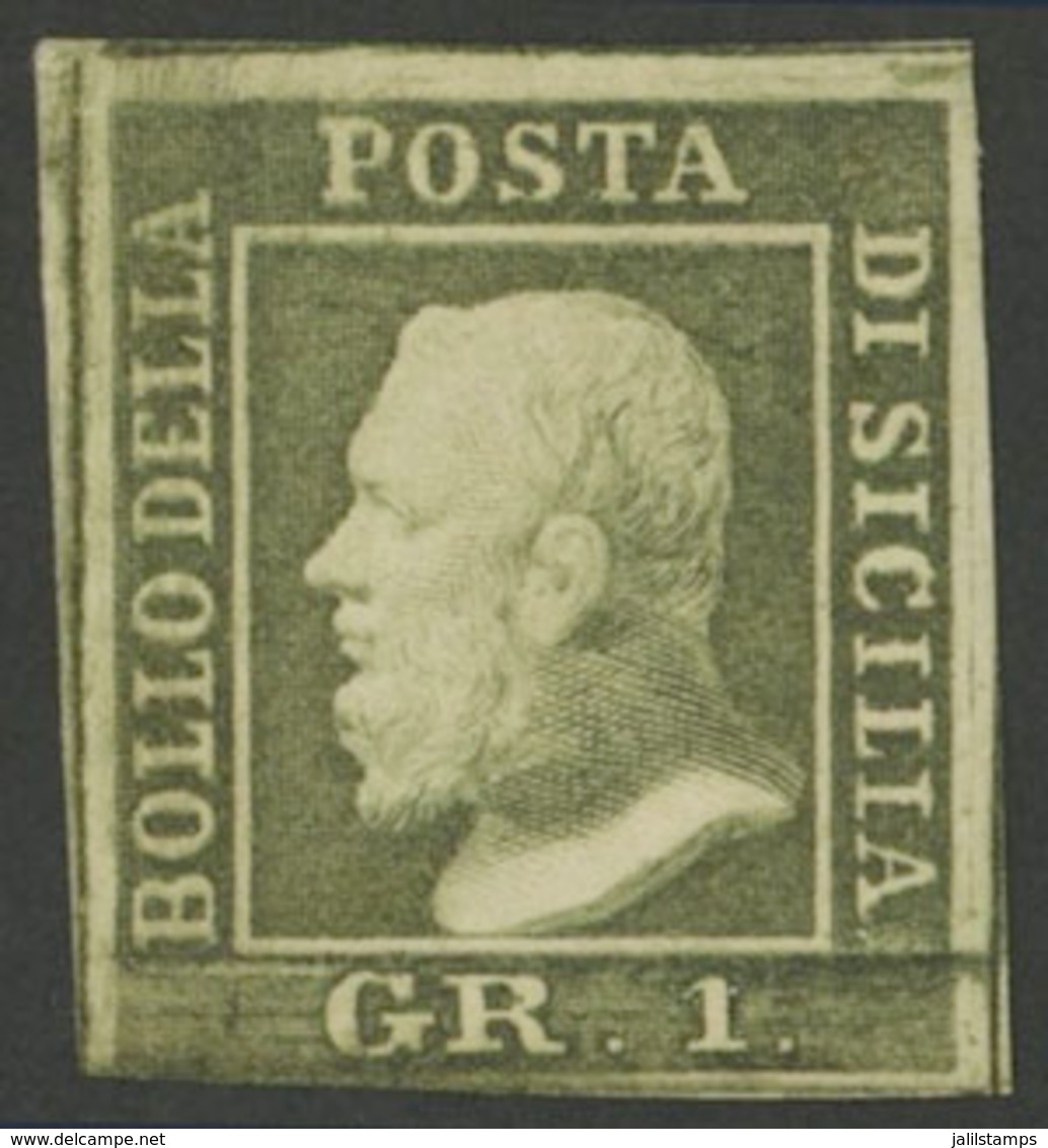 ITALY: Sc.12i, 1859 1Gr. Olive Green (Palermo Printing), Mint, Very Fresh And Attractive! - Sicilia