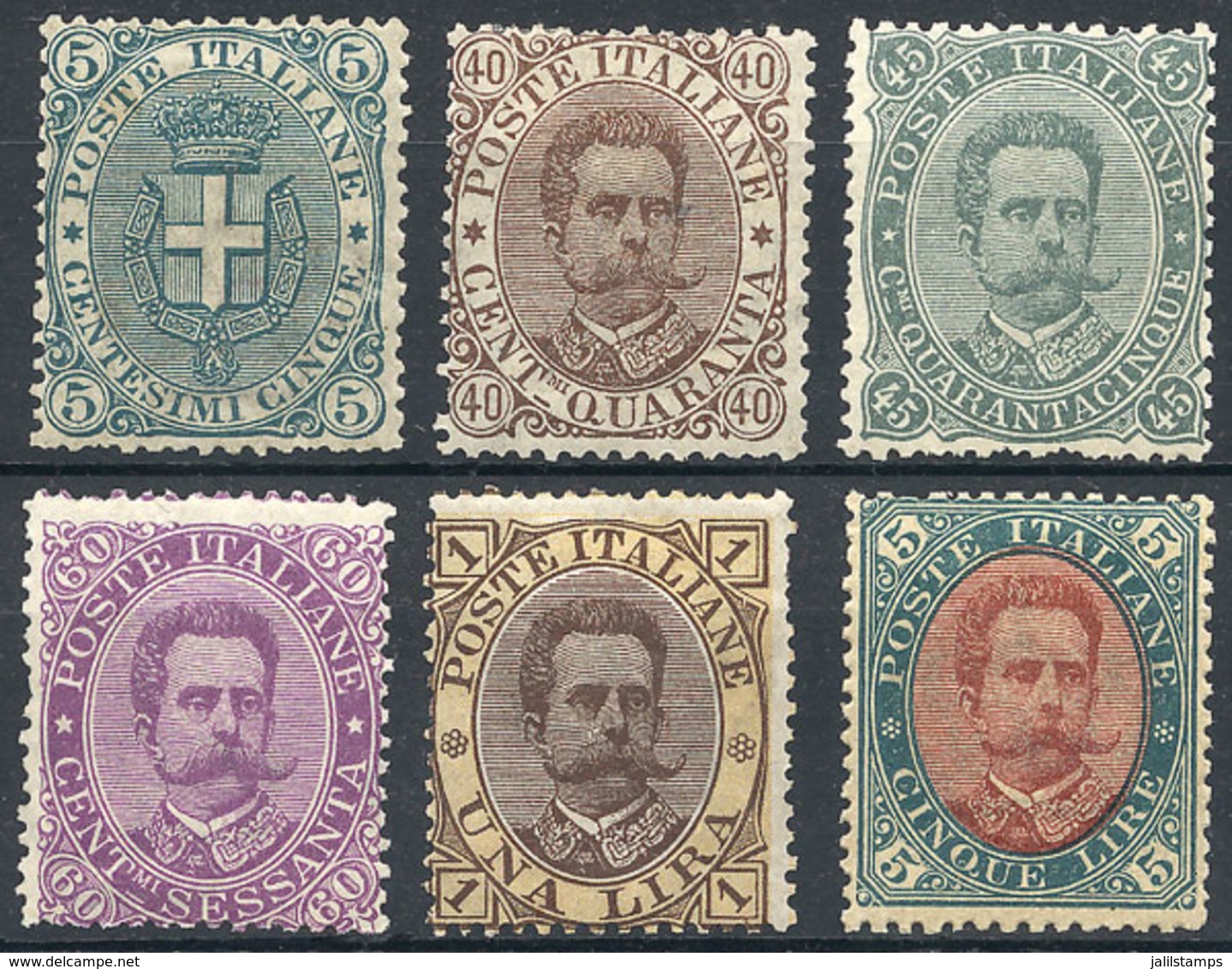 ITALY: Yv.40/45, 1889 Coat Of Arms And Umberto I, Complete Set Of 6 Values, Mint Original Gum, Fine Quality, Low Start!  - Sin Clasificación
