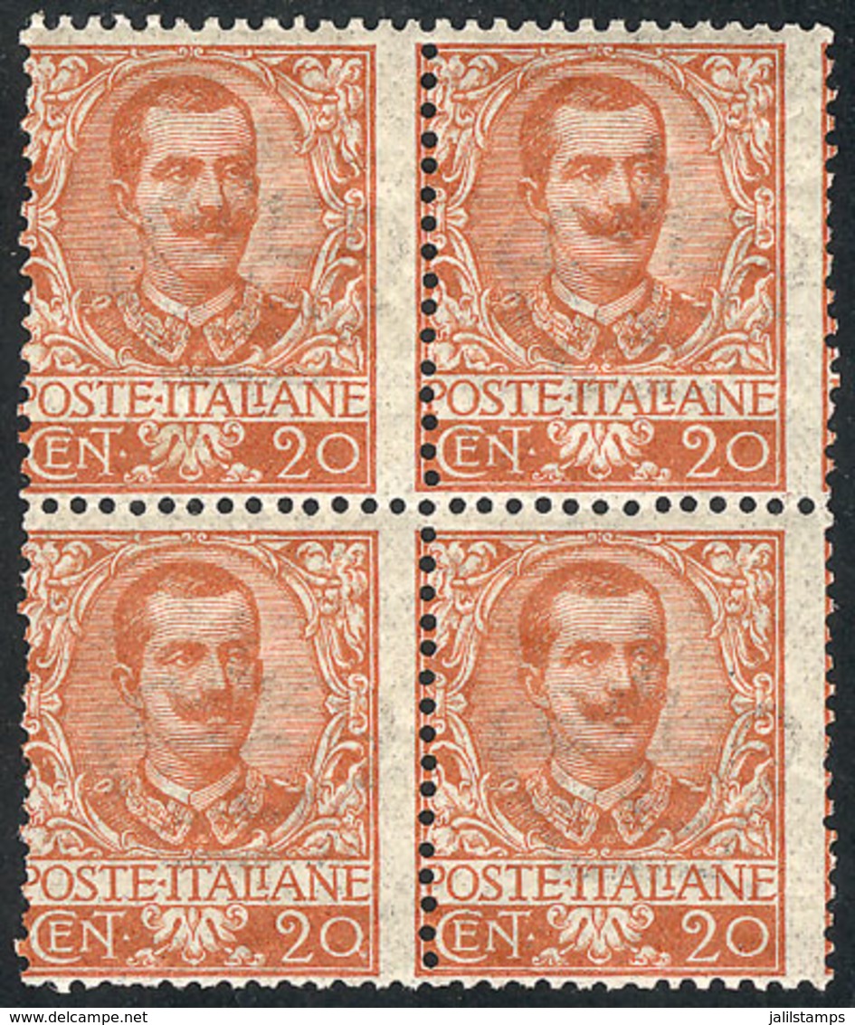 ITALY: Yvert 68, 1901 20c. Orange, MNH Block Of 4, Very Fine Quality, Catalog Value Euros 150+ - Sin Clasificación