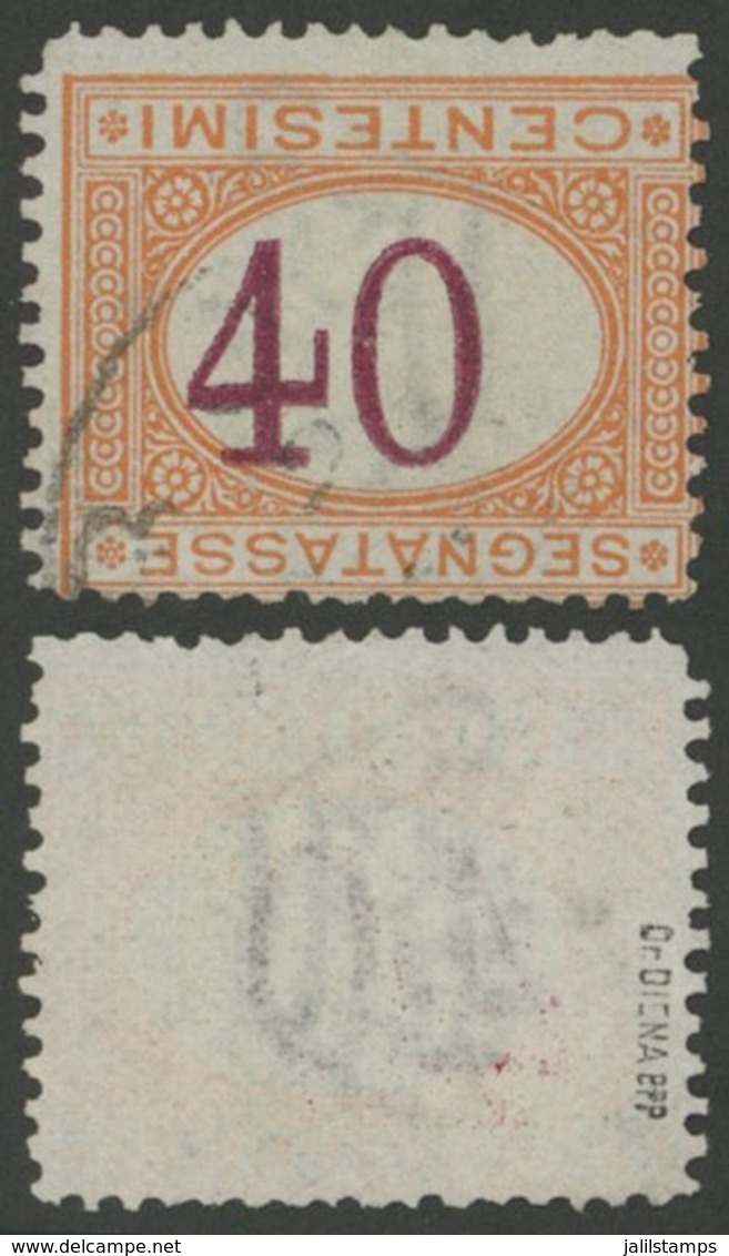 ITALY: Sc.9a, 1870 40c. With INVERTED FIGURE Variety, Used, Very Fine Quality, With Guarantee Mark Of Diena On Back - Postage Due