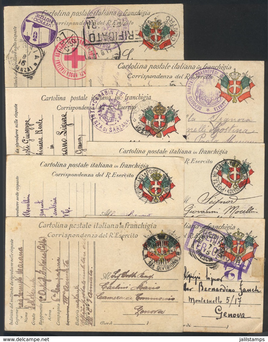 ITALY: 7 Cards For Correspondence Sent From The Front With Military Free Frank, Posted Between 1915 And 1916, Interestin - Otros & Sin Clasificación