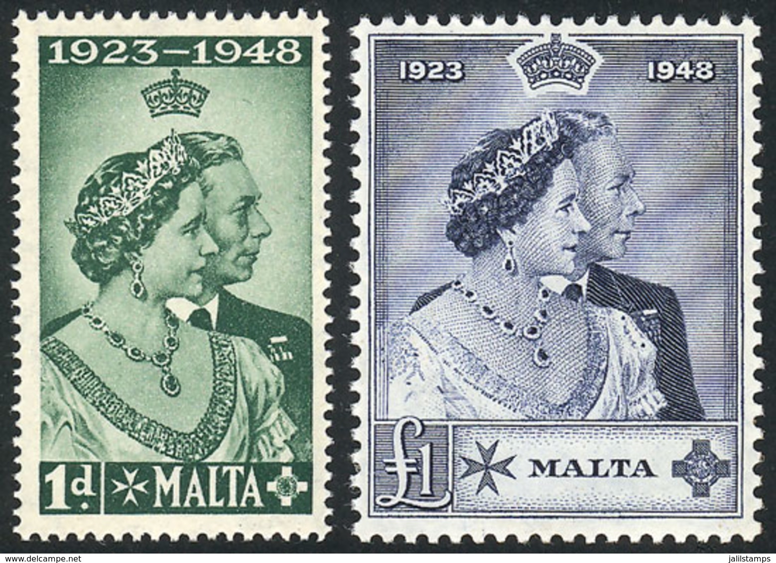 MALTA: Sc.223/224, 1949 Royal Wedding, Cmpl. Set Of 2 Values, Mint Very Lightly Hinged, VF Quality! - Sovrano Militare Ordine Di Malta