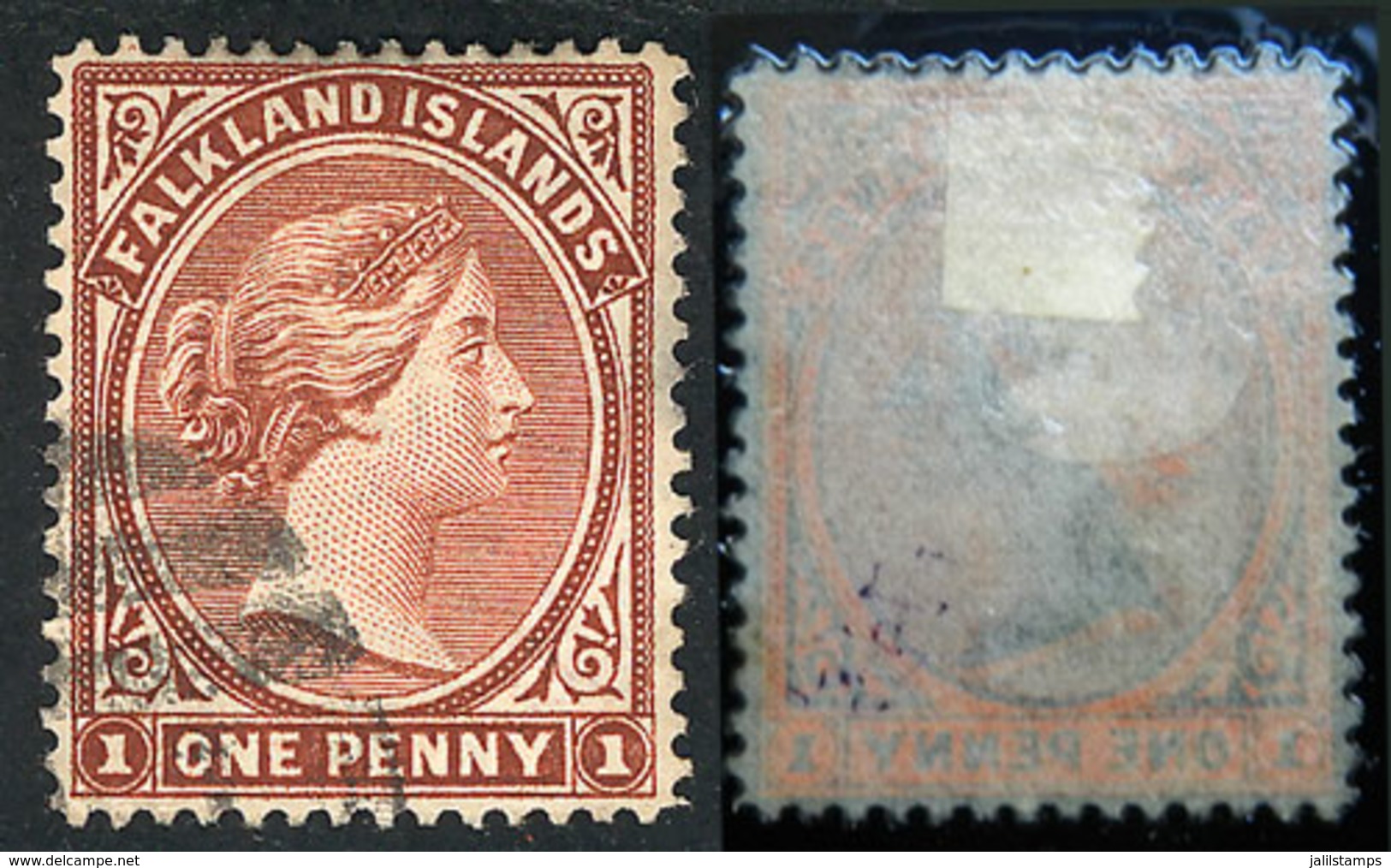 FALKLAND ISLANDS/MALVINAS: "Sc.5, With LETTER "E" WATERMARK, Used, Very Fine!" - Falklandeilanden