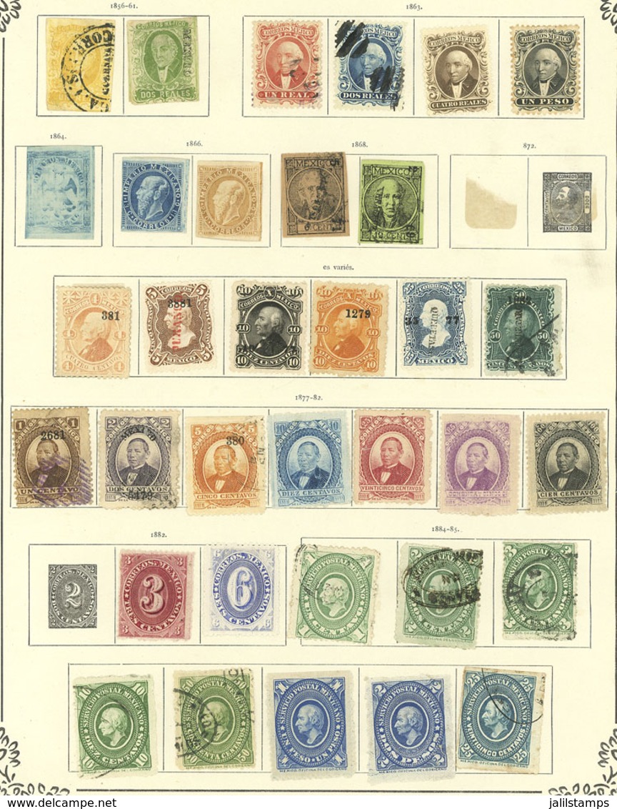 MEXICO: Old Collection On Album Pages, Used Or Mint Stamps, Fine General Quality, Good Opportunity! IMPORTANT: Please Vi - México